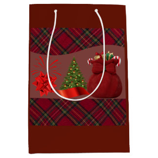 Sac Cadeau Moyen Tissu de Noël | Illustration de Cadeaux