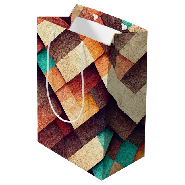 Sac Cadeau Moyen Tissu en bois Abstrait (Dos Angle)