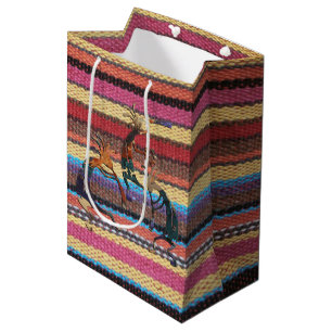 Sac Cadeau Moyen Tissus Motif couleur I + KOKOPELLI