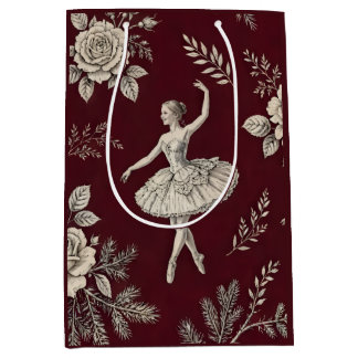 Sac Cadeau Moyen Toile de Noël Ballerine - Bordeaux
