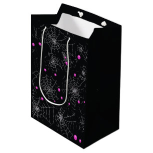 Sac Cadeau Moyen Toiles d'araignées et points modernes Halloween no