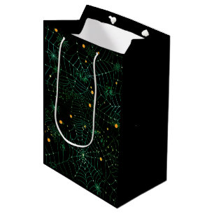 Sac Cadeau Moyen Toiles d'araignées et points modernes Halloween no