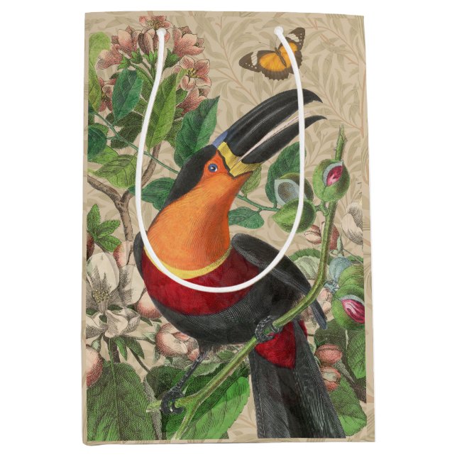 Sac Cadeau Moyen Toucan Jungle Tropical Bird Belle antique (Devant)
