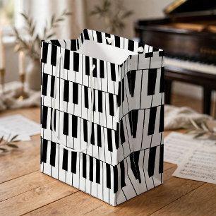 Sac Cadeau Moyen Touches de piano noires et blanches Pianiste Music