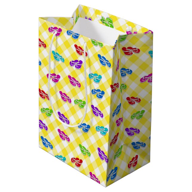 Sac Cadeau Moyen Tourner sur En vichy (Dos Angle)