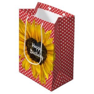 Sac Cadeau Moyen Tournesol Coeur Anniversaire En Pois