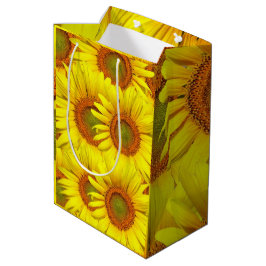 Sac Cadeau Moyen Tournesols Floral Rustique Campagne Été Jaune