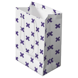 Sac Cadeau Moyen Traces croisées ultra violettes sur blanc