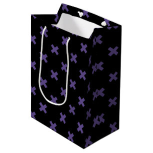 Sac Cadeau Moyen Traces croisées ultra violettes sur noir