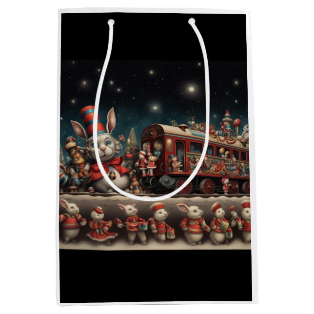 Sac Cadeau Moyen Train de bonbons de Noël Whimsical 2 (Devant)