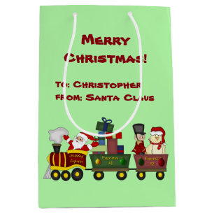 Sac Cadeau Moyen Train de vacances du père noël personnalisé