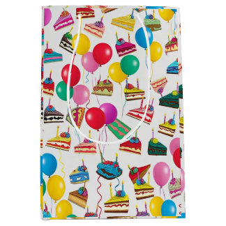 SAC CADEAU MOYEN " TRANCHES ET BALLONS DE GÂTEAU "