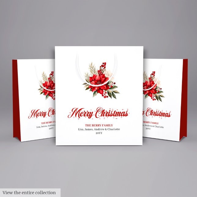 Sac Cadeau Moyen Trendy Christmas Poinsettia Script Font Gift Bags (Trendy Christmas Poinsettia Script Font Gift Bag

)