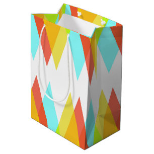 Sac Cadeau Moyen Triangles jaunes, rouges et bleus cadets