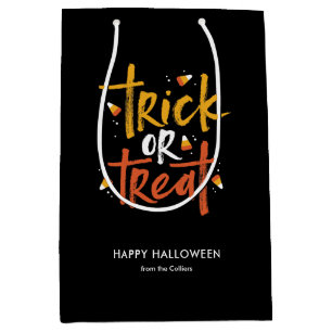Sac Cadeau Moyen Tricoter ou traiter l'Halloween du maïs bonbon