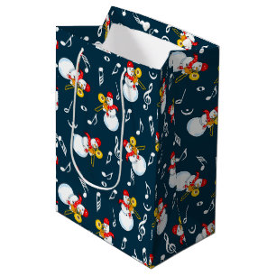 Sac Cadeau Moyen Trombone Snowman Music Notes Motif