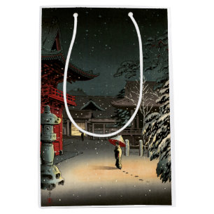 Sac Cadeau Moyen Tsuchiya Koitsu - Neige au temple de Nezu