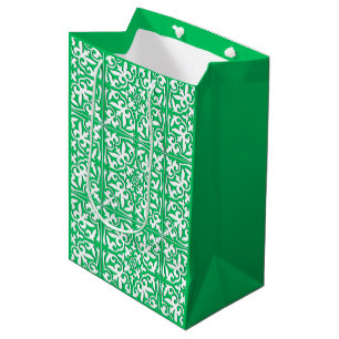 Sac Cadeau Moyen Tuiles marocaines - Jade vert et blanc