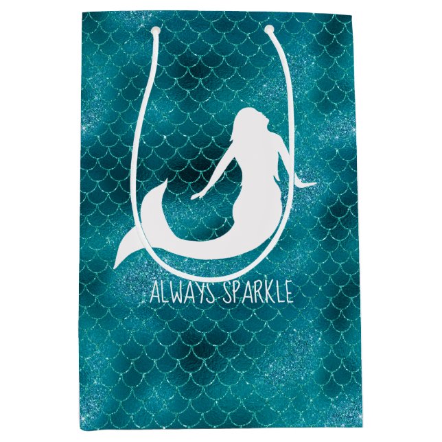 Sac Cadeau Moyen Turquoise Aqua Blue Sparkle Parties scintillant Si (Devant)