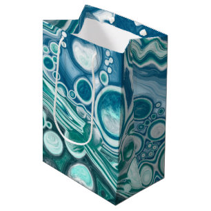 Sac Cadeau Moyen Turquoise Bleu Sarcelle Tourbillons d'Océan