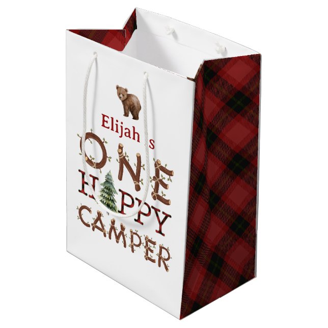 Sac Cadeau Moyen Un joyeux Camper 1er anniversaire fête (Dos Angle)