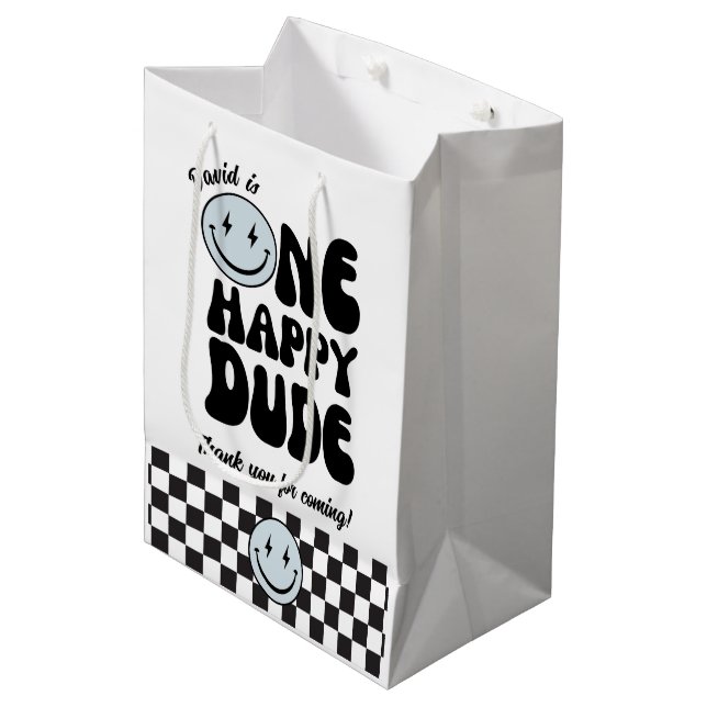 Sac Cadeau Moyen Un joyeux Dude Blue Emoji anniversaire (Devant Angle)