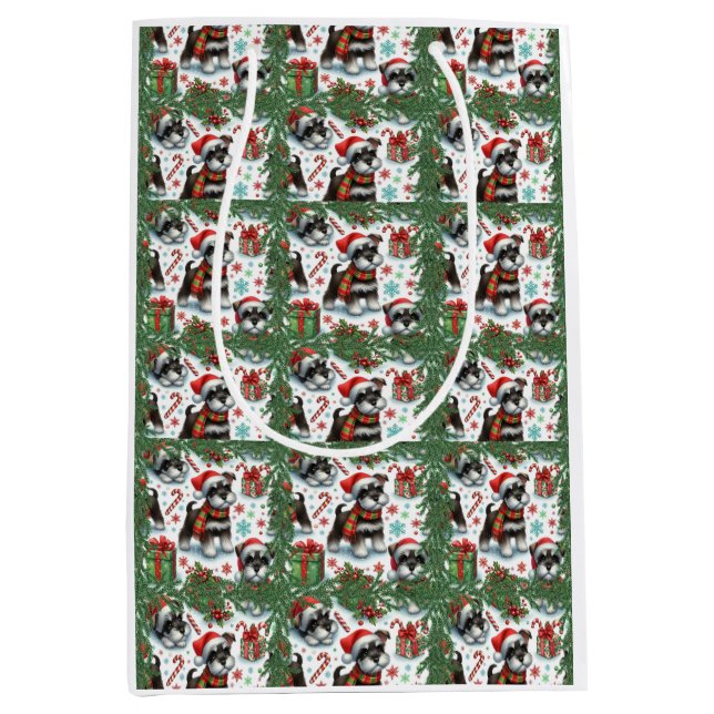 Sac Cadeau Moyen Un Noël très schnauzer (Devant)