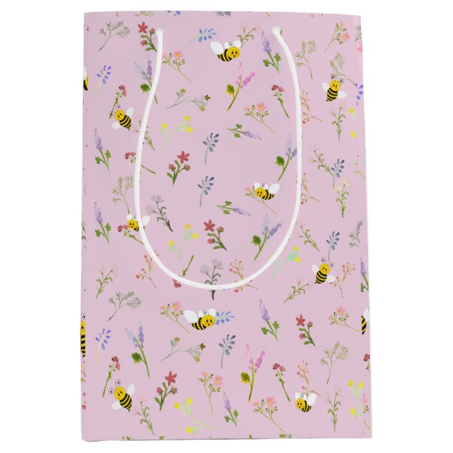 Sac Cadeau Moyen Un Petit Fleur sauvage Est En Chemin Baby shower (Devant)
