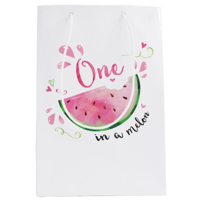 Sac Cadeau Moyen Une dans un Melon 1er fête d'anniversaire (Devant)