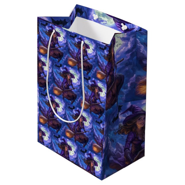 Sac Cadeau Moyen Une sorcière d'Halloween amusante (Dos Angle)