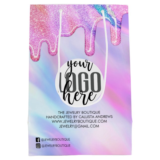 Sac Cadeau Moyen Unicorn Holographique Parties scintillant clients (Dos)