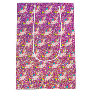 Sac Cadeau Moyen Unicorn Kawaii Rainbow Gold Purple Rose Parties sc