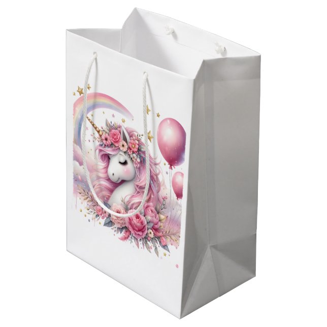 Sac Cadeau Moyen Unicorne rose (Dos Angle)