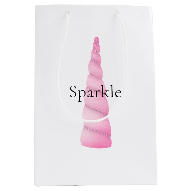 Sac Cadeau Moyen Unicorne rose Anniversaire (Devant)