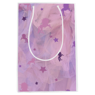 Sac Cadeau Moyen unicorne rose et violet et design d'étoiles - fill