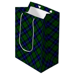 Sac Cadeau Moyen Urquhart tartan bleu vert plaid