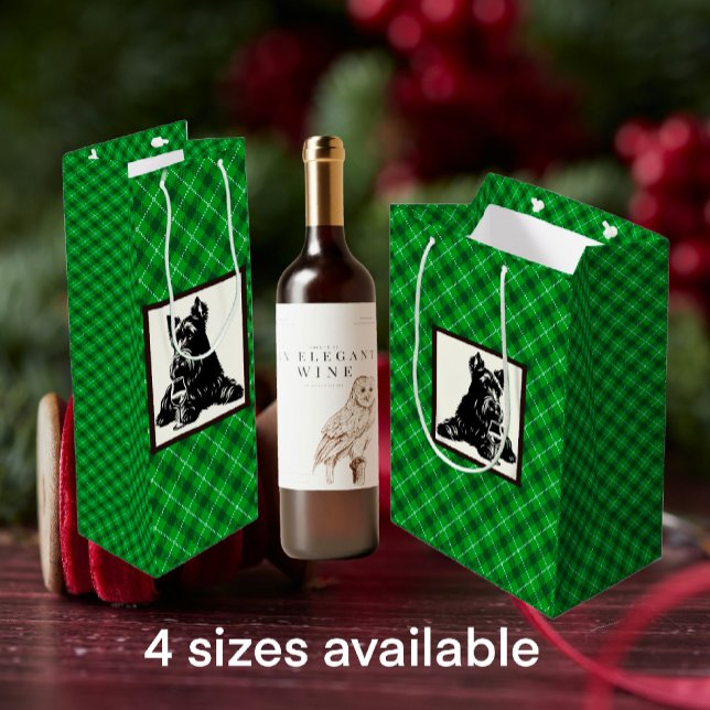 Sac Cadeau Moyen Vacances customisées Scottish Terrier Plaid (Good Scottie!)