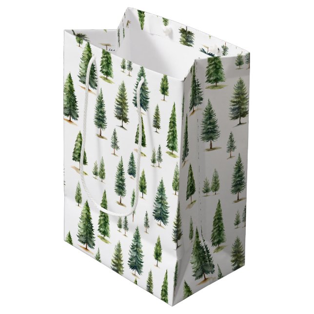 Sac Cadeau Moyen Vacances d'hiver Noël Arbre Motif (Devant Angle)