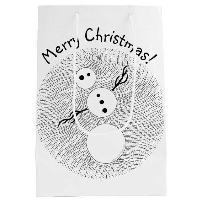 Sac Cadeau Moyen Vacances noires et blanches de Noël de bonhomme de (Dos)
