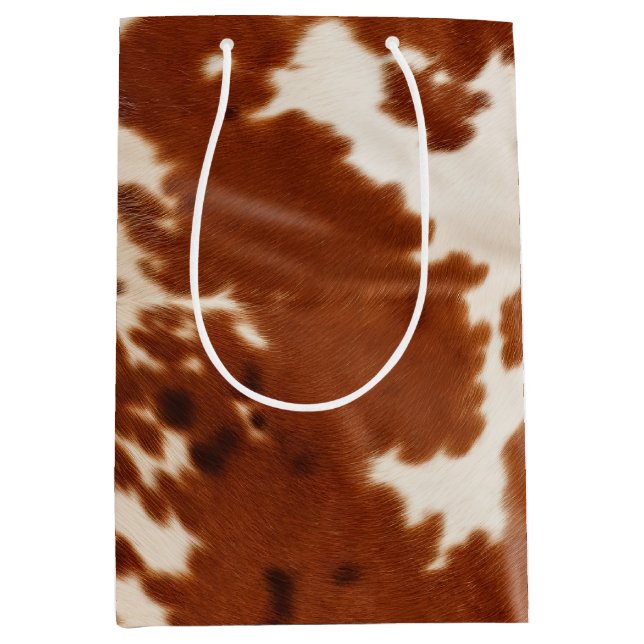 Sac Cadeau Moyen Vache blanche Brown (Devant)