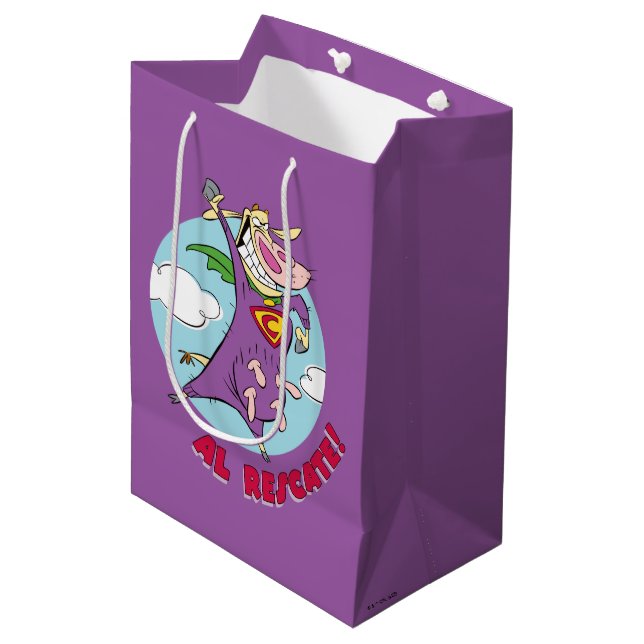Sac Cadeau Moyen Vache et poulet Super Vache Al Rescate! (Devant Angle)