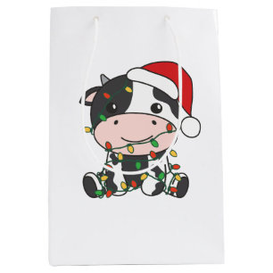 Sac Cadeau Moyen Vache Noël Animaux d'hiver Vaches de vacances
