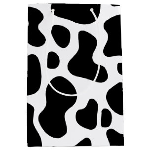 Sac Cadeau Moyen Vache noire et blanche Imprimer Anniversaire