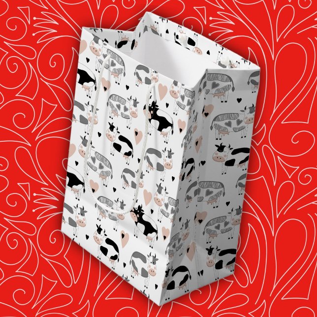 Sac Cadeau Moyen Vaches agricoles de campagne mignonnes (Créateur téléchargé)