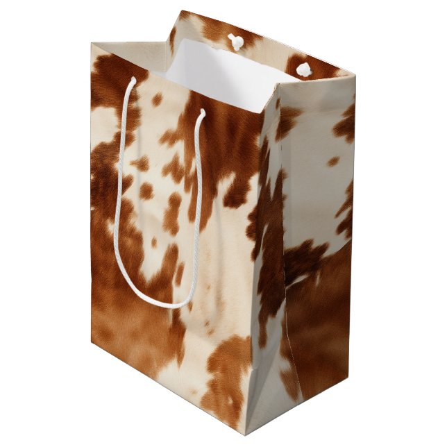 Sac Cadeau Moyen Vachette à crème Brown occidentale (Devant Angle)