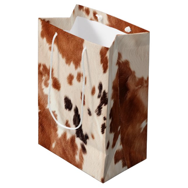 Sac Cadeau Moyen Vachette blanche Brown (Devant Angle)