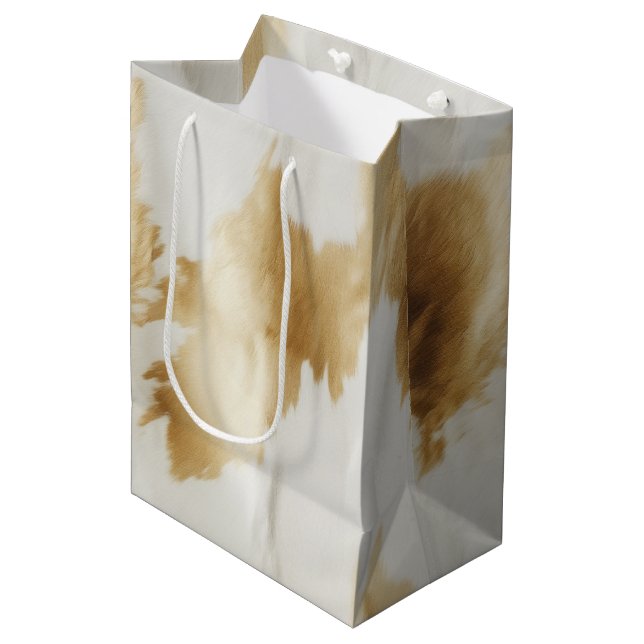 Sac Cadeau Moyen Vachette blanche en or occidental (Devant Angle)