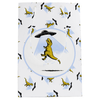 Sac Cadeau Moyen Vaisseau spatial téléportant un t-rex
