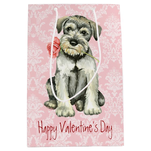 Sac Cadeau Moyen Valentine Rose Standard Schnauzer (Devant)