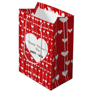 Sac Cadeau Moyen Valentine Rouge blanc amour minimalis
